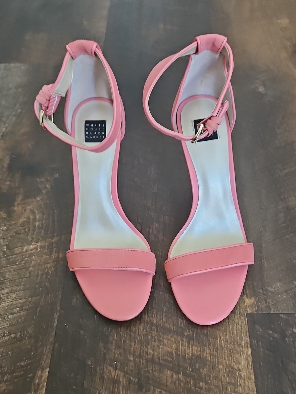 White House Black Market Gelato Pink Ankle-Strap Heels "Stella"